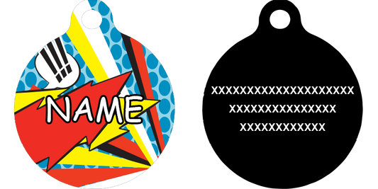Comic Print HD Dog ID Tag