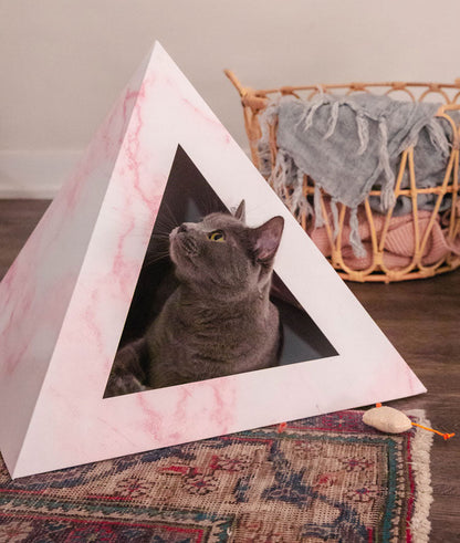 Rose Quartz Geometric Pyramid Cat Nest for Luxury Felines
