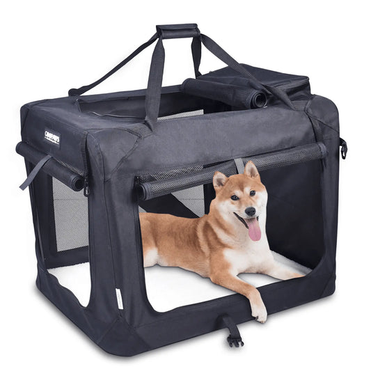 Purrfect Pet Kingdom Portable Dog Crate for Travel 30"L X 21"W X 23"H-1 Black Purrfect Pet Kingdom