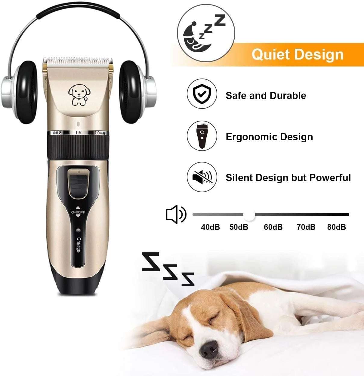 Purrfect Pet Kingdom cordless dog hair trimmer set with quiet design and ergonomic features for easy grooming