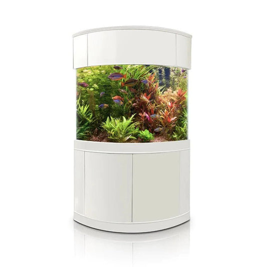 90g Corner 1/4 Cylinder Reef-Ready Aquarium Set in White