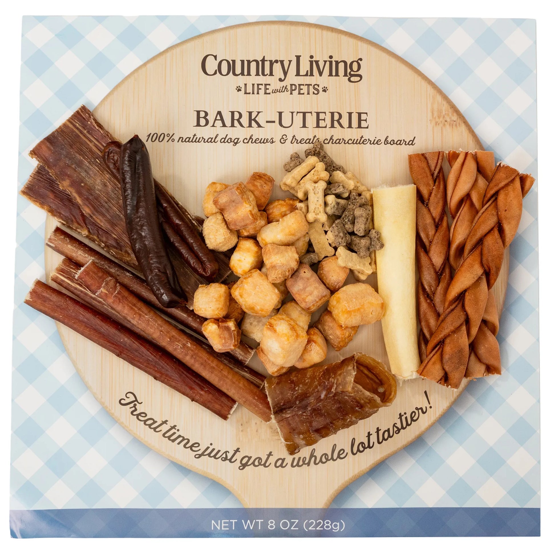 Country Living Bark-Uterie Board by American Pet Supplies, natural dog treats in a rustic design, priced at $29.99.