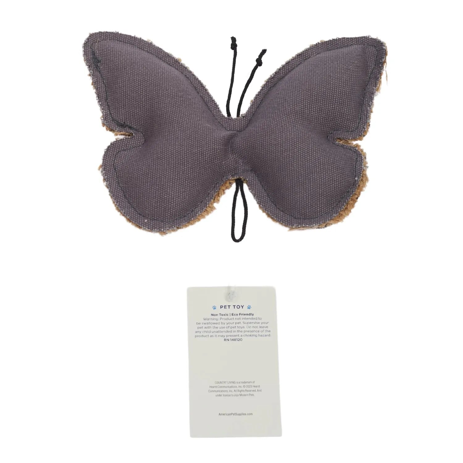 Country Living Canvas & Jute Butterfly-Shaped Dog Chew Toy by American Pet Supplies, durable and non-toxic, ideal for play...