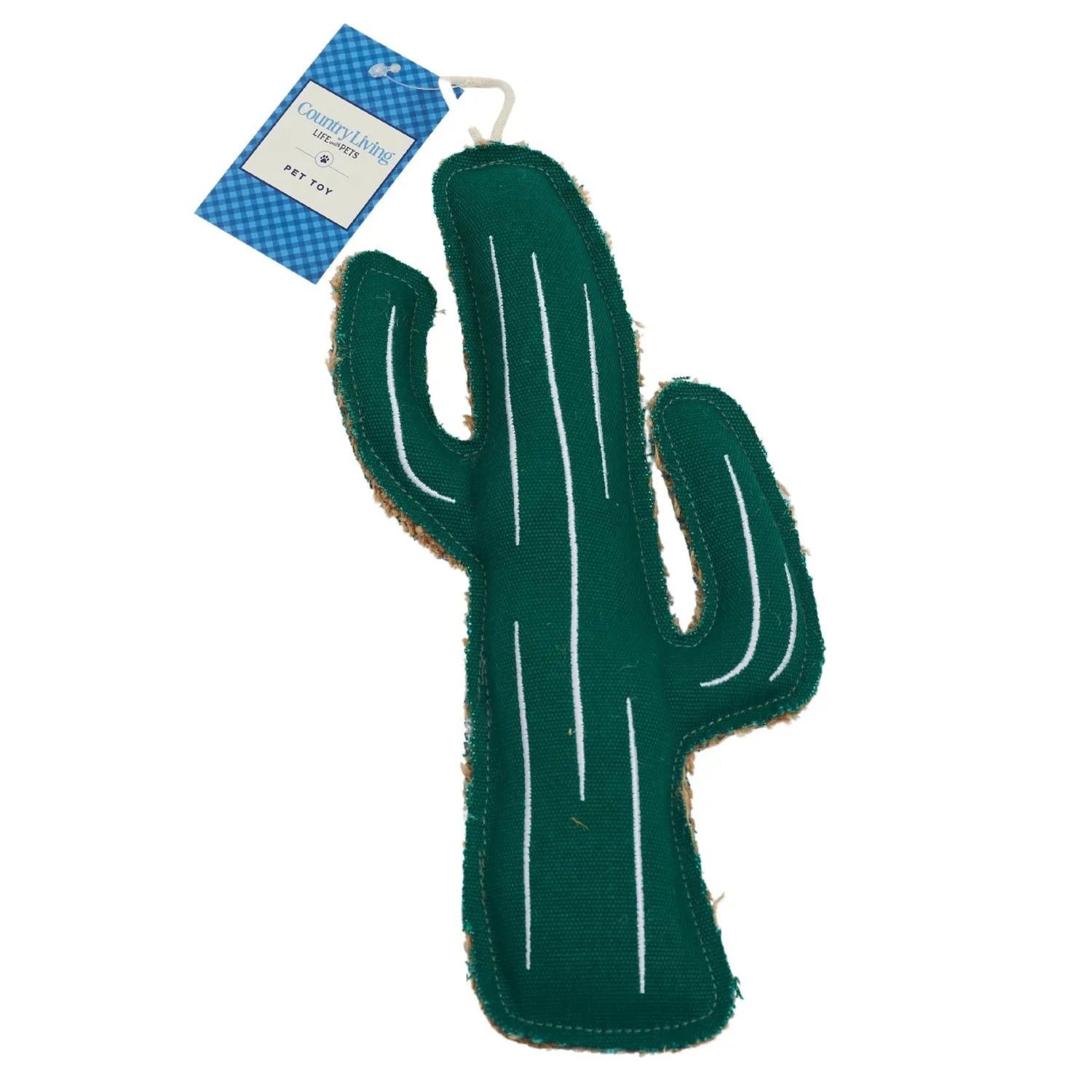 Country Living Canvas & Jute Cactus-Shaped Dog Chew Toy by American Pet Supplies, durable, non-toxic, perfect for playful ...