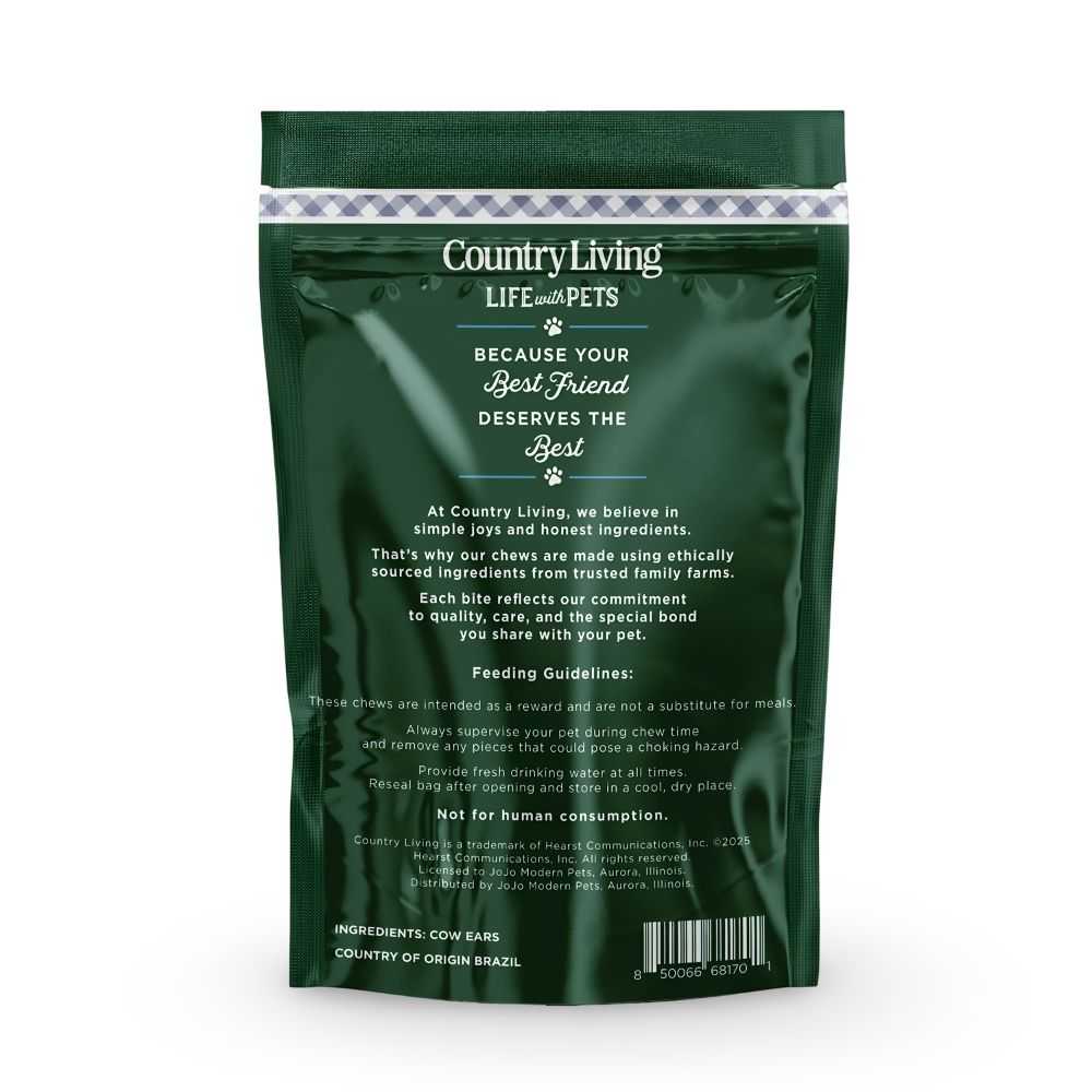 Dog Treats Country Living Natural Cow Ears Chews 10 Count - lifestyle product image for dog treats