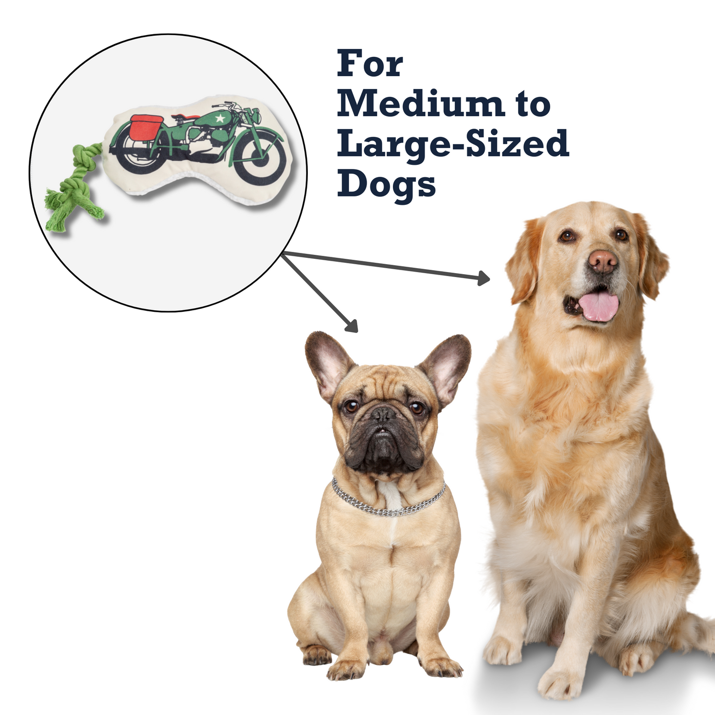 Purrfect Pet Kingdom crinkle dog toy for chewers designed for medium to large dogs with playful motorcycle shape