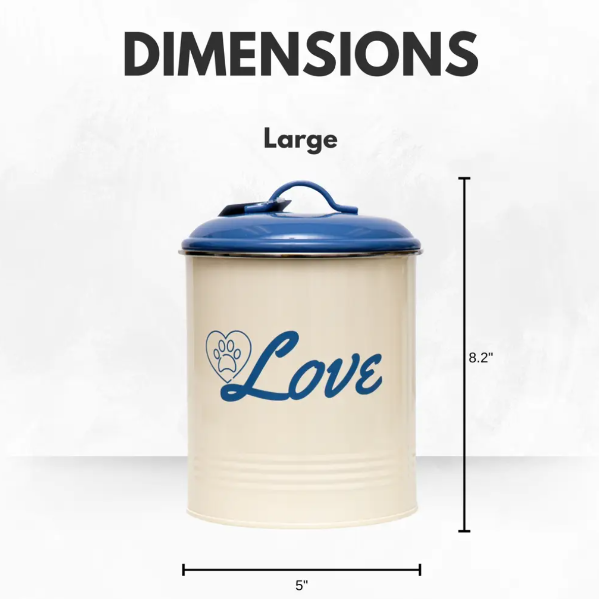 Large country living dog treat jars with a blue lid and Love design for pet treats