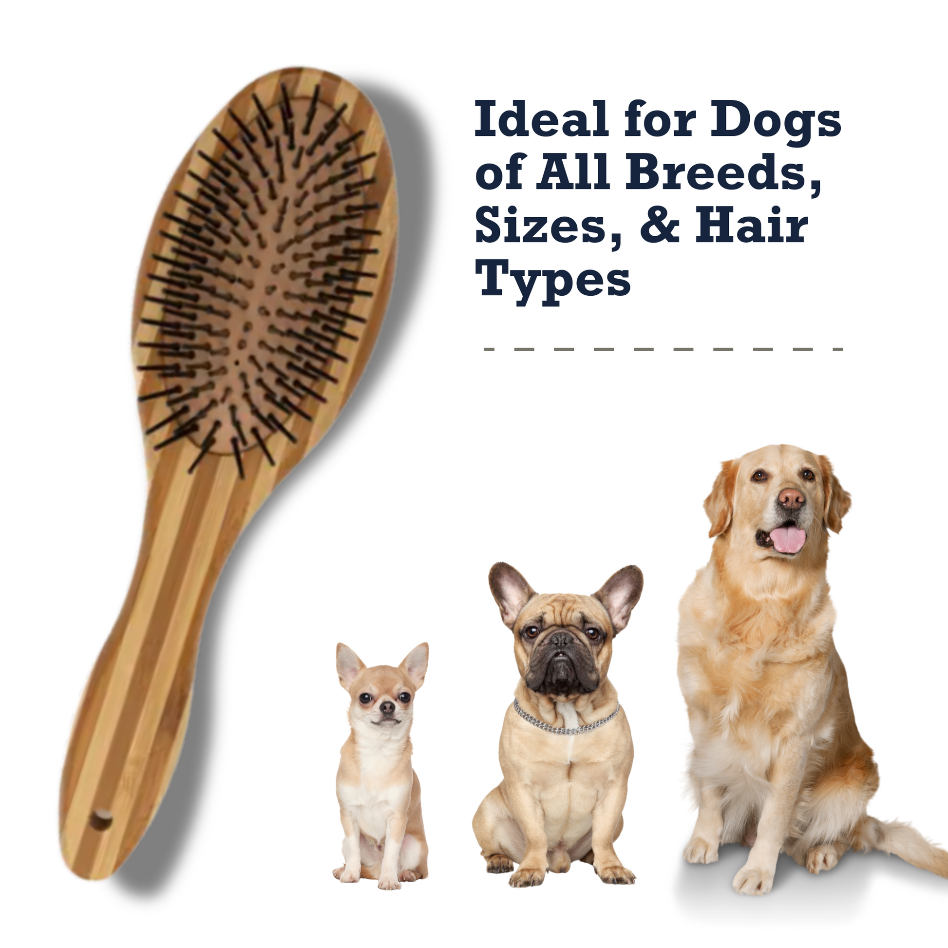 Durable bamboo dog brush for shedding, ideal for dogs of all breeds, sizes, and hair types