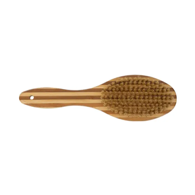 Durable bamboo dog brush for shedding with a comfortable ergonomic handle for easy grooming
