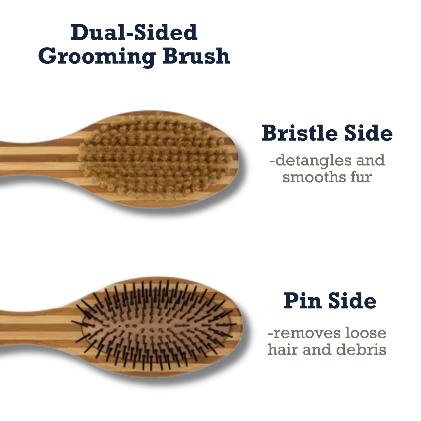 Durable bamboo dog brush for shedding with dual-sided bristle and pin design for effective grooming