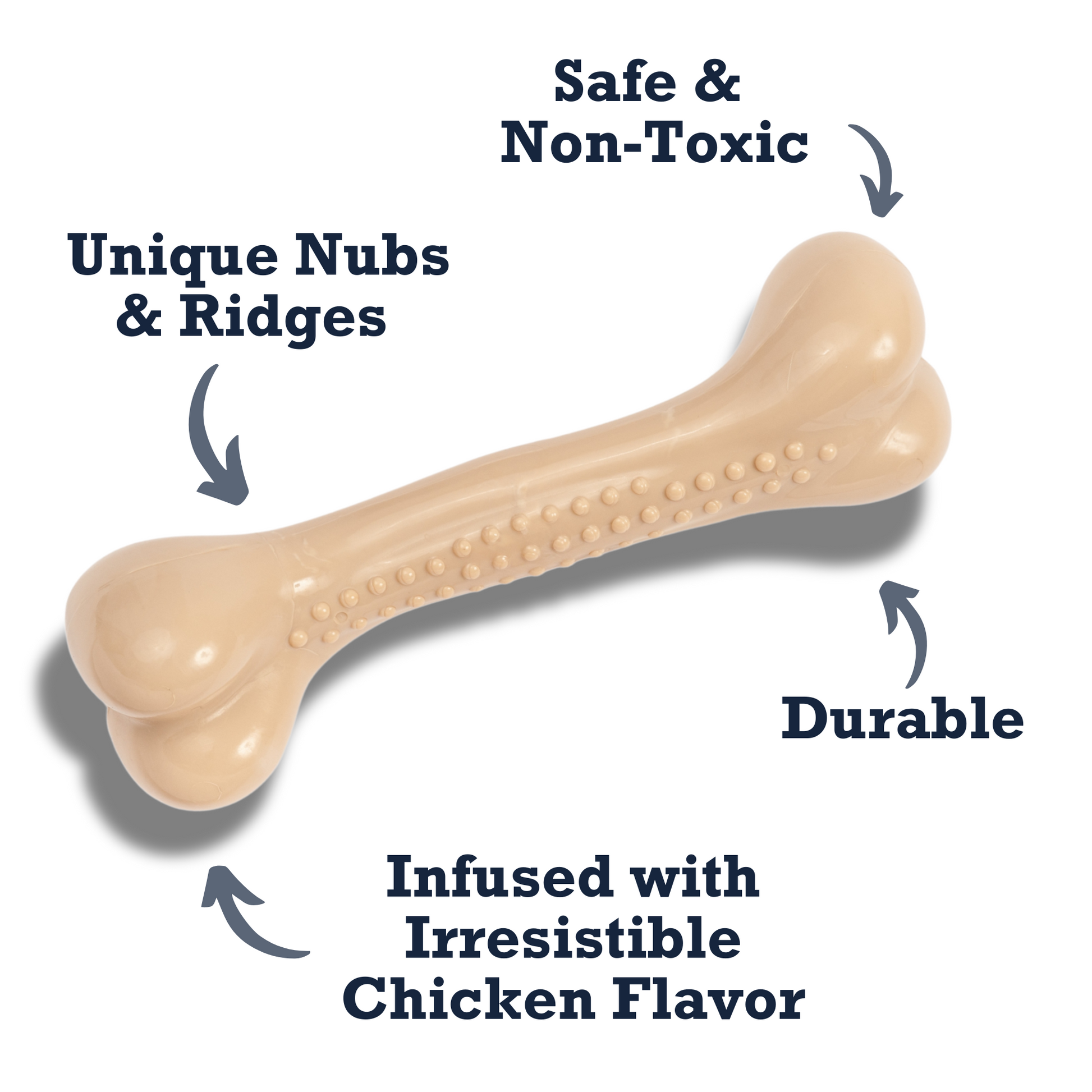 Purrfect Pet Kingdom durable chew toy for aggressive dogs with unique nubs and infused chicken flavor