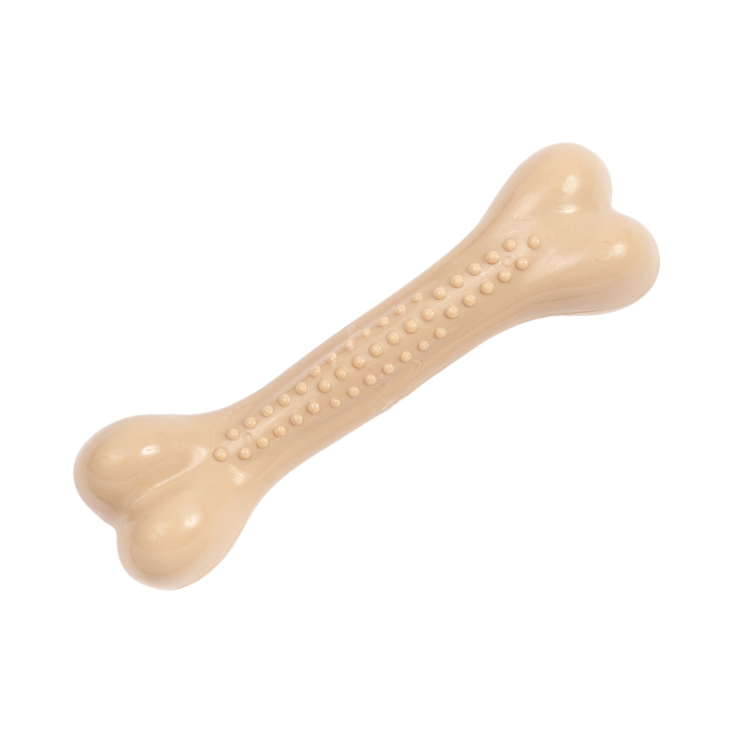 Durable chew toy for aggressive dogs shaped like a bone with textured surface for better grip