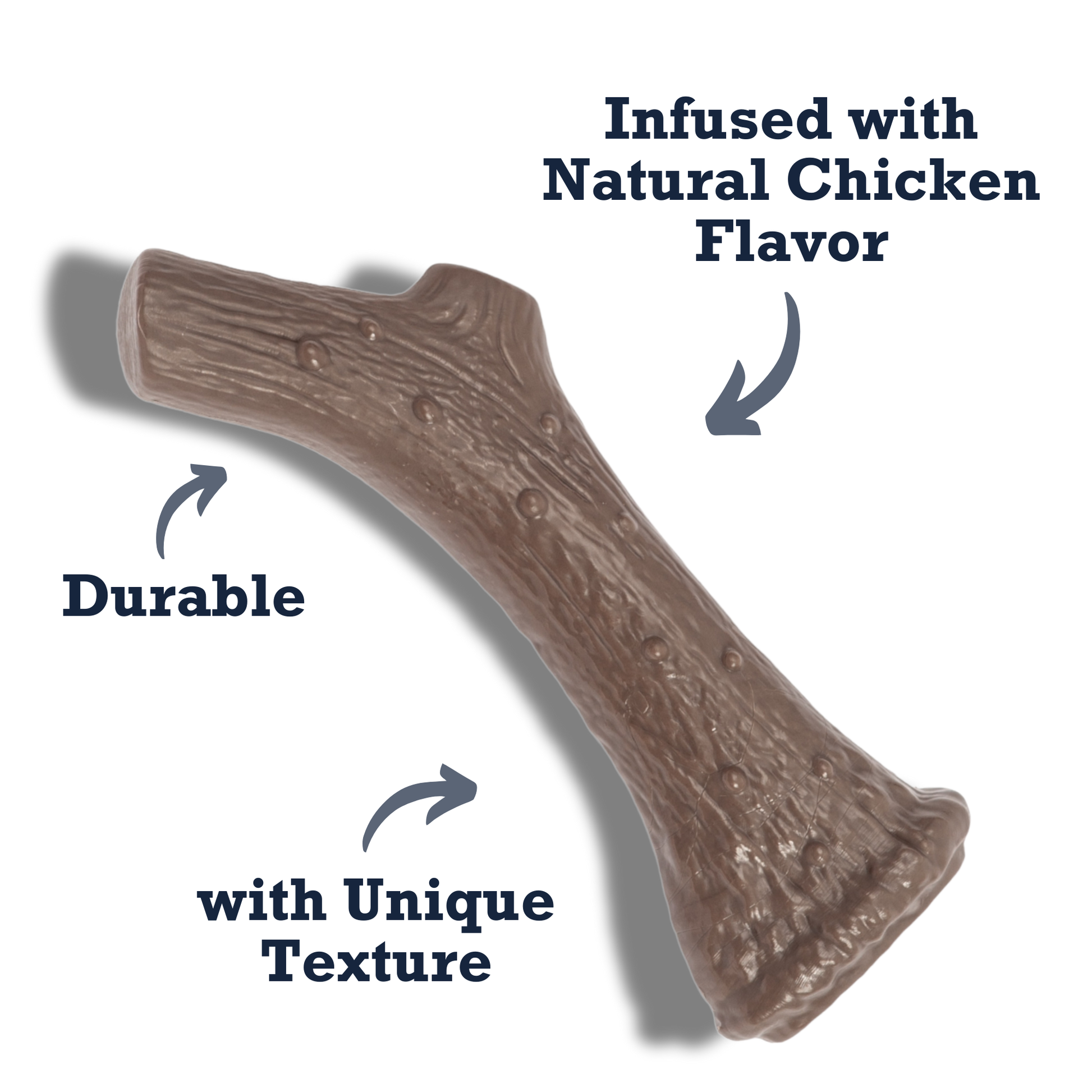 Durable dog chew for aggressive chewers infused with natural chicken flavor and unique texture