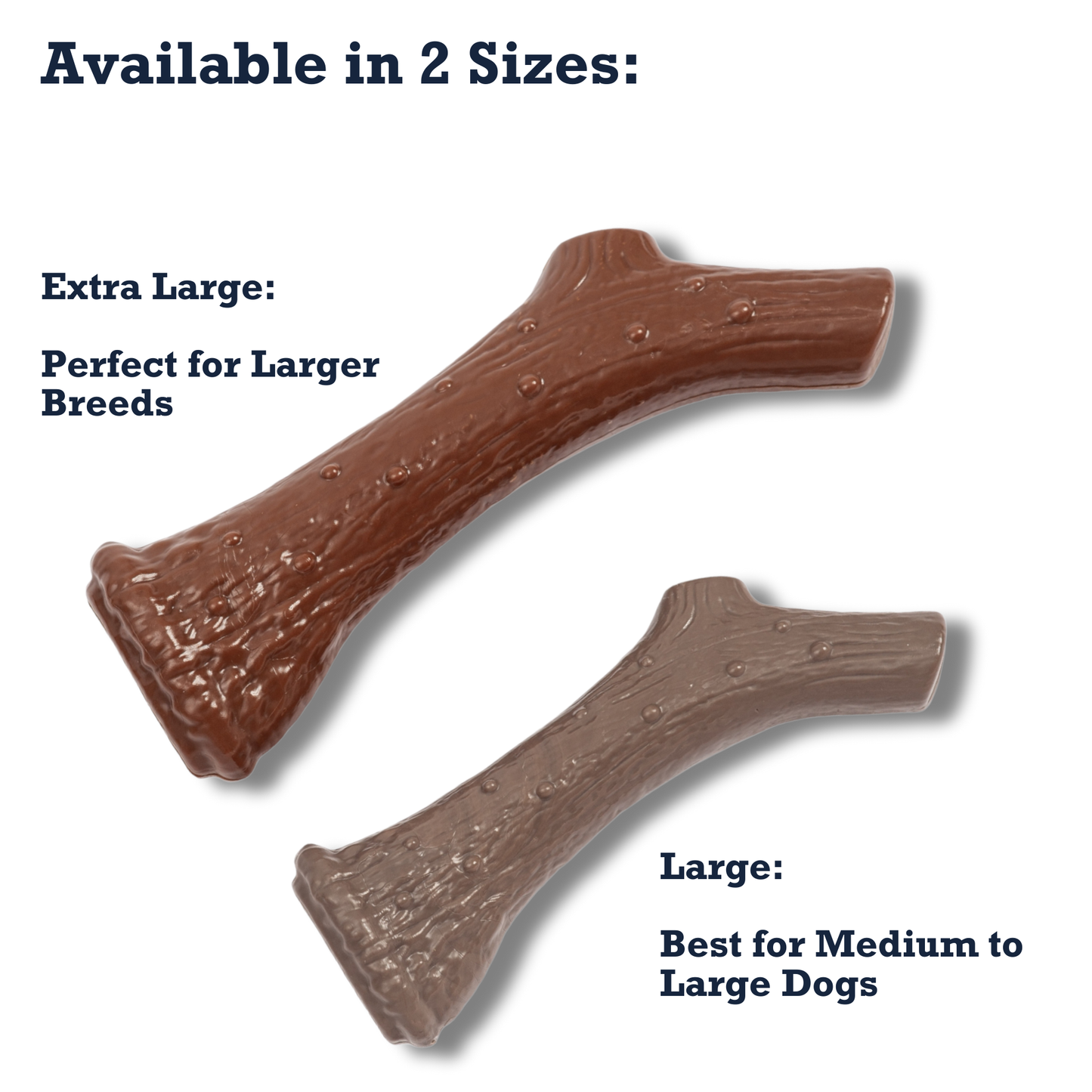Durable dog chew for aggressive chewers available in two sizes for different dog breeds