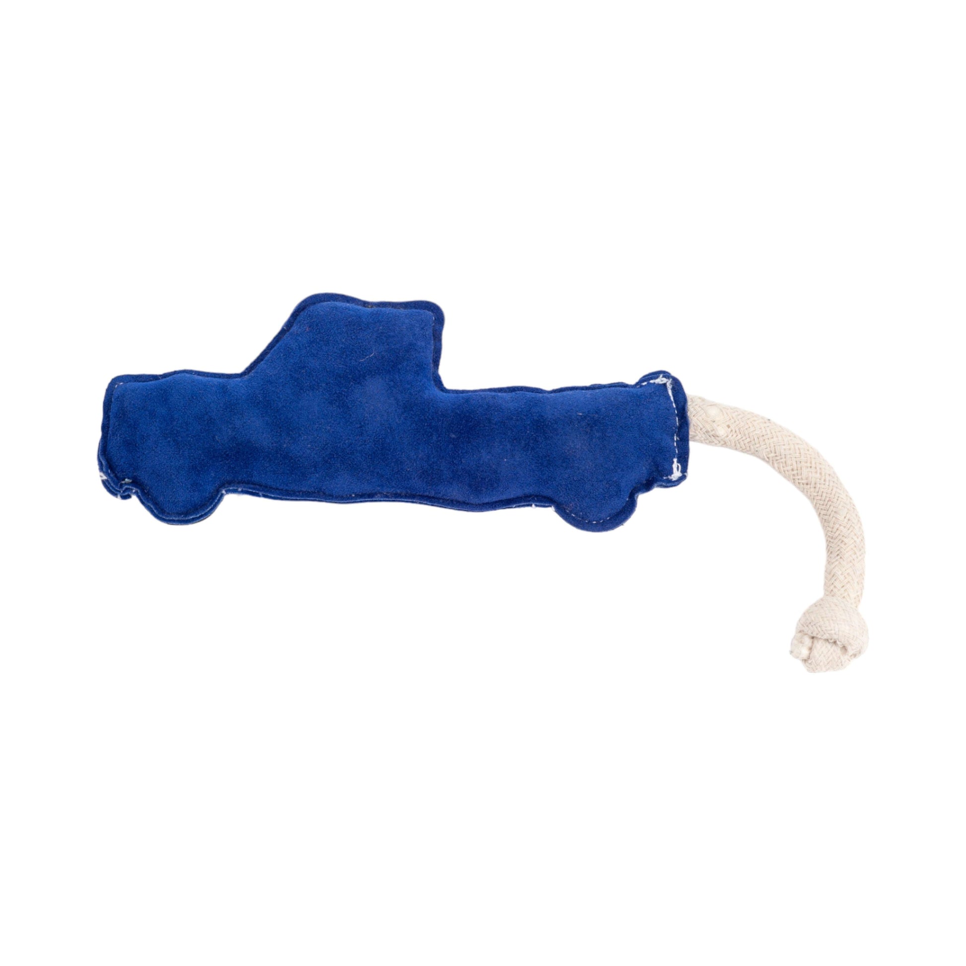 Purrfect Pet Kingdom durable dog chew toy for aggressive chewers in blue car shape with rope tail