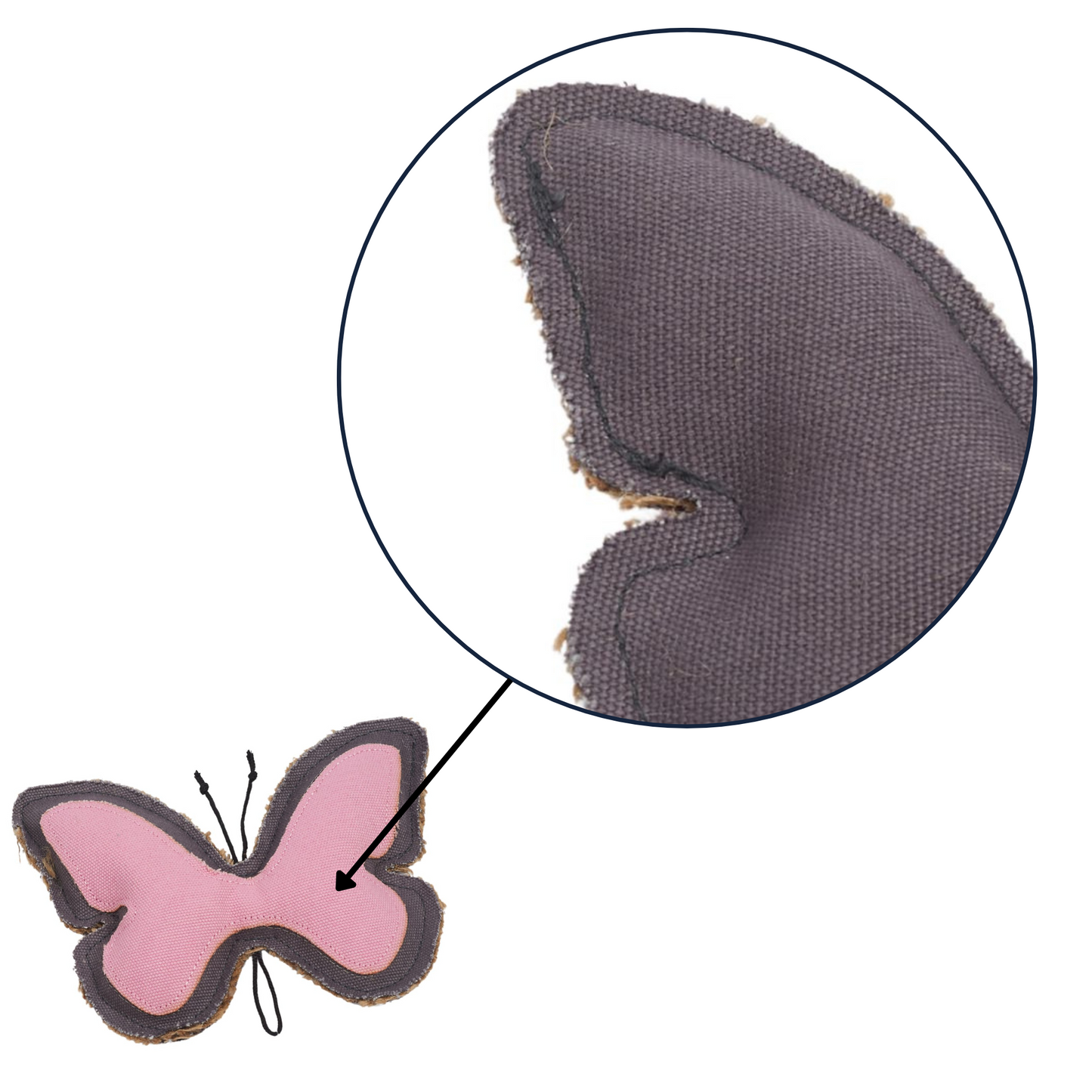 Purrfect Pet Kingdom durable dog chew toy for strong chewers in a butterfly shape with durable fabric