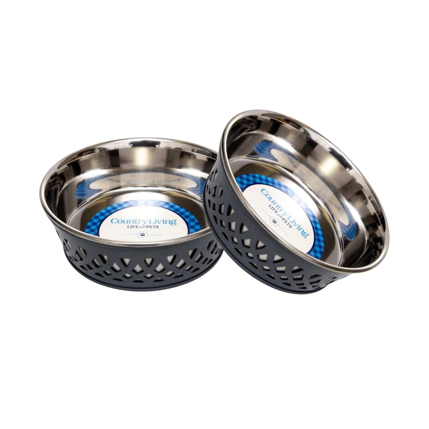 Set of durable metal dog food bowls from Purrfect Pet Kingdom with a stylish design for pets