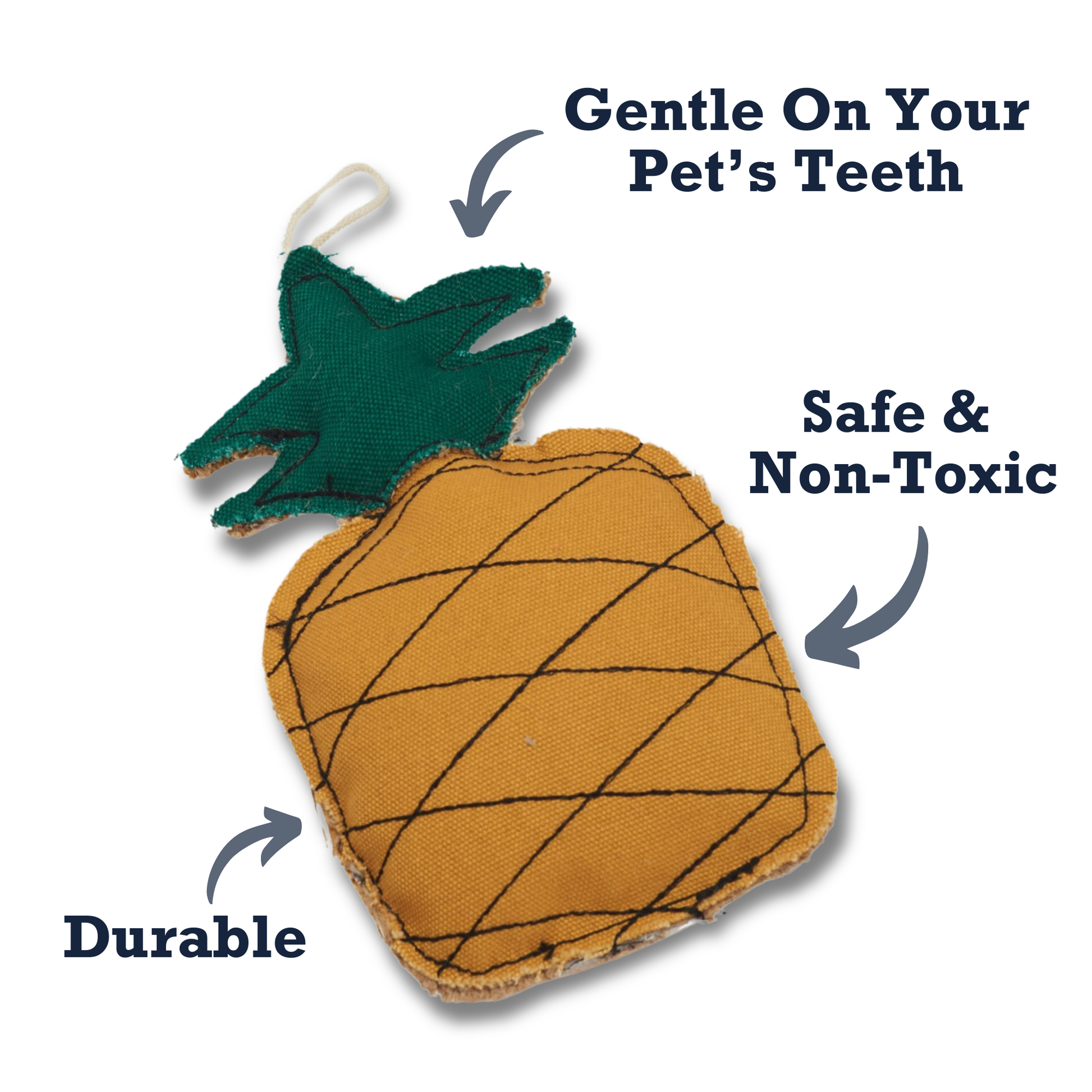 Durable pineapple dog toy with a safe, non-toxic design for gentle playtime fun