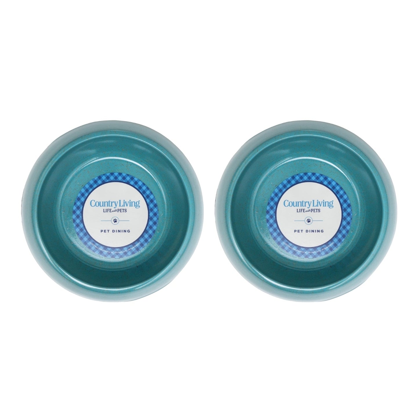 Dog Feeder Country Living Set of Natural Fiber Bowls Teal - lifestyle product image for dog feeder