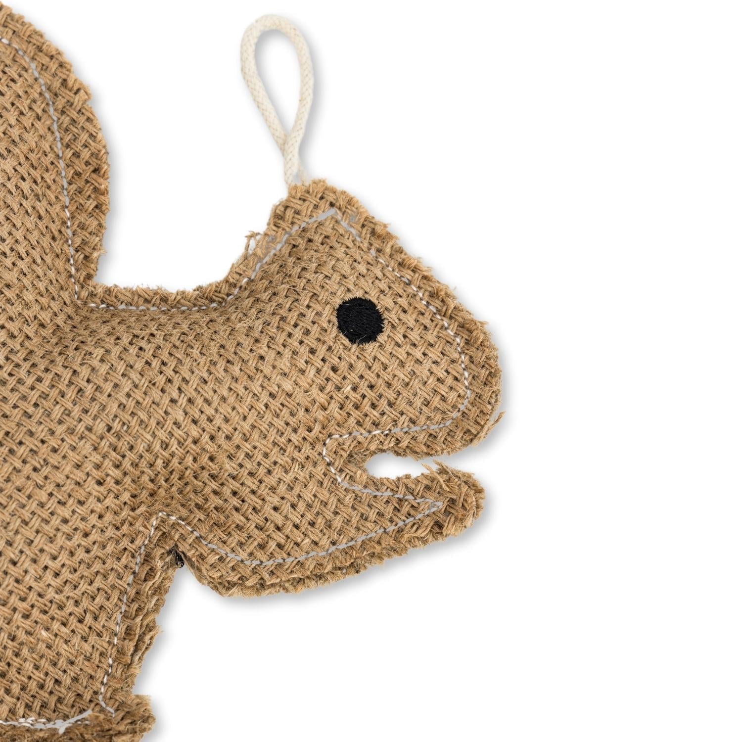 Dog Treats Rustic Jute Squirrel Chew Toy Non-Toxic Safe Soft - lifestyle product image for dog treats