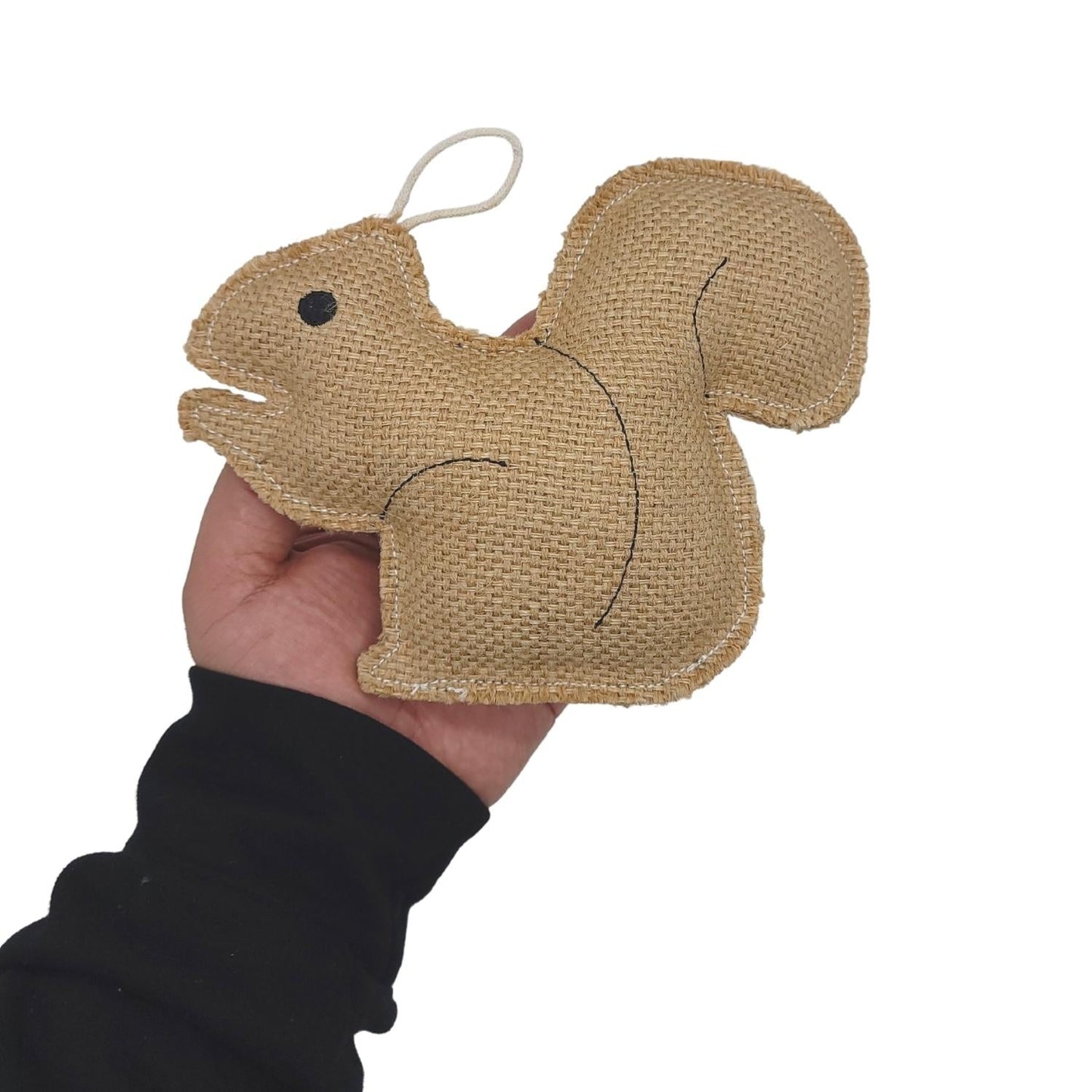 Dog Treats Rustic Jute Squirrel Chew Toy Non-Toxic Safe Soft - size and texture image for dog treats