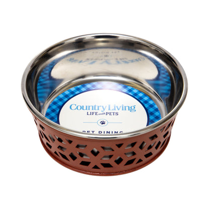 Country Living Set of 2 Stainless Steel Dog Bowls –