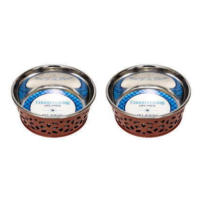 Country Living Set of 2 Stainless Steel Dog Bowls –