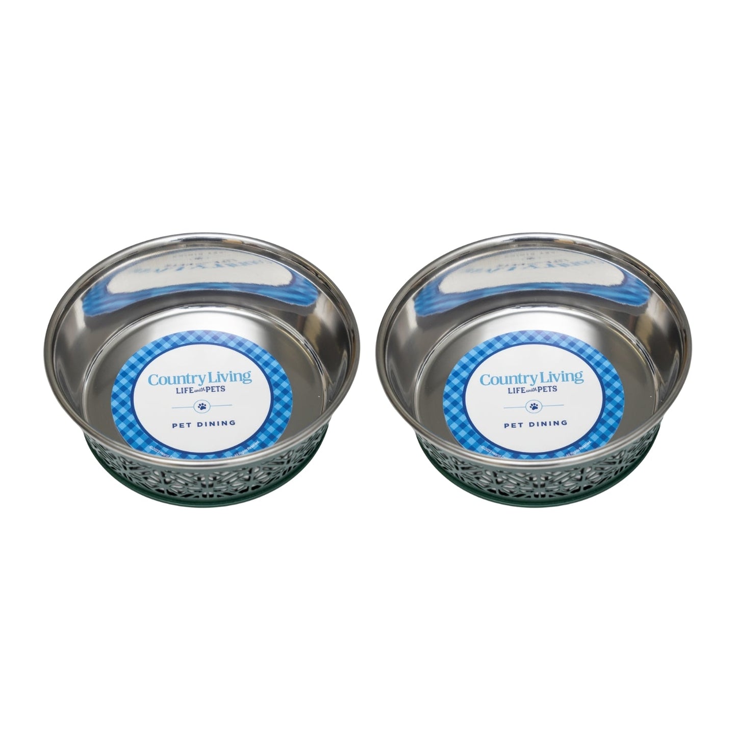 Country Living Set of 2 Stainless Steel Dog Bowls –