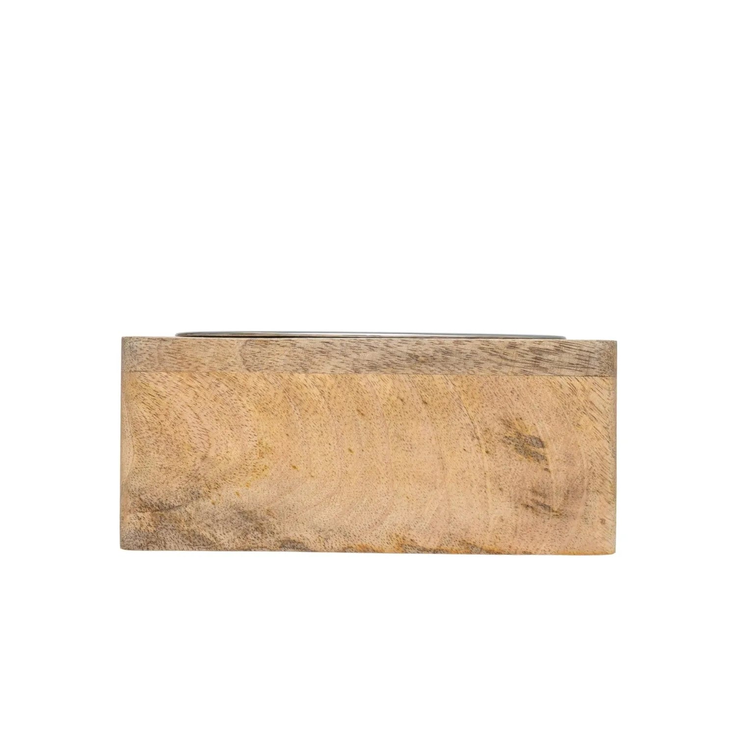 Elegant stainless steel dog bowl with square mango wood holder by American Pet Supplies, 1 quart size, perfect for stylish...