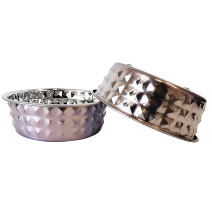 Country Living Set of 2 Hammered Stainless Steel Dog Bowls –