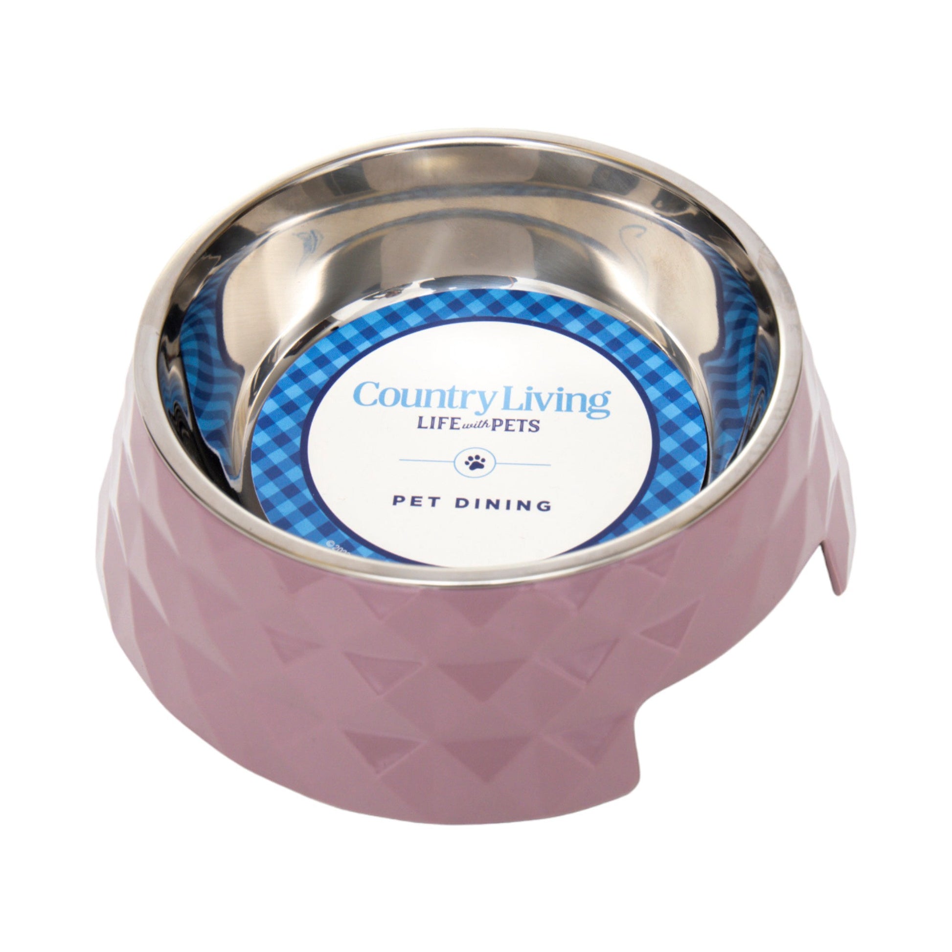 Luxury dog bowls non slip in pink with a stainless steel interior for stylish pet dining