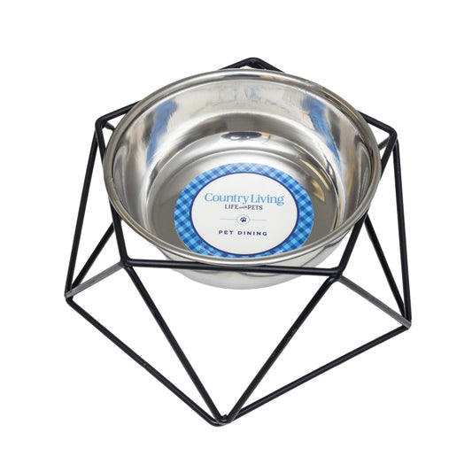 Luxury elevated dog bowl with a modern metal stand and stainless steel insert for stylish pet dining