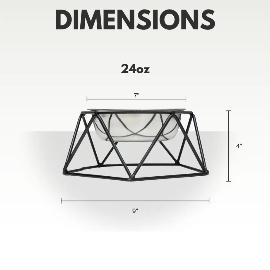 Luxury elevated dog bowl with a stylish geometric design for comfortable pet dining.