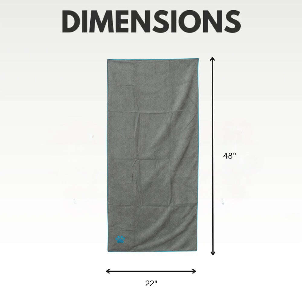 Luxury pet bath towel for dogs with dimensions 22x48 inches in soft gray color