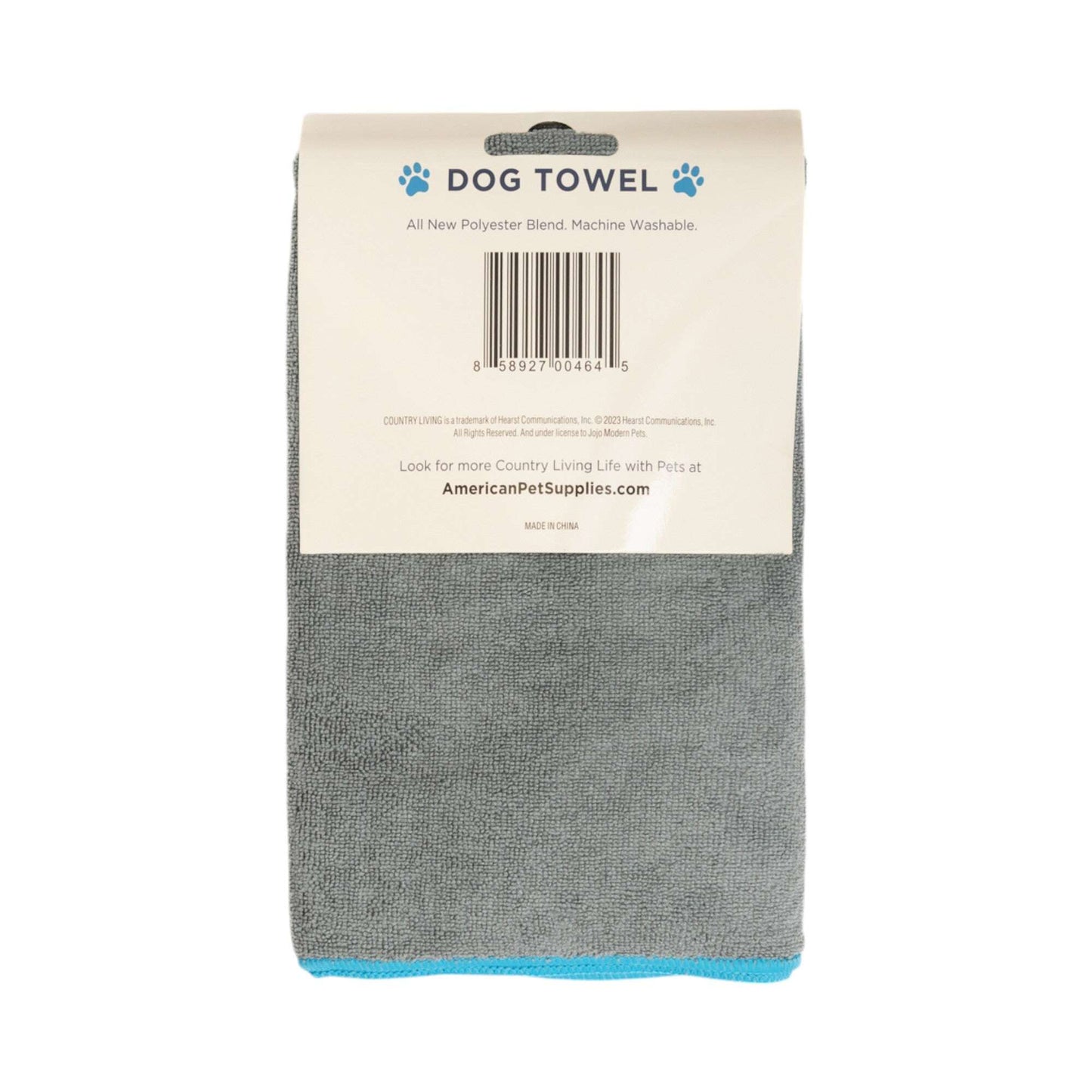 Luxury pet bath towel for dogs in gray, made of soft polyester blend and machine washable