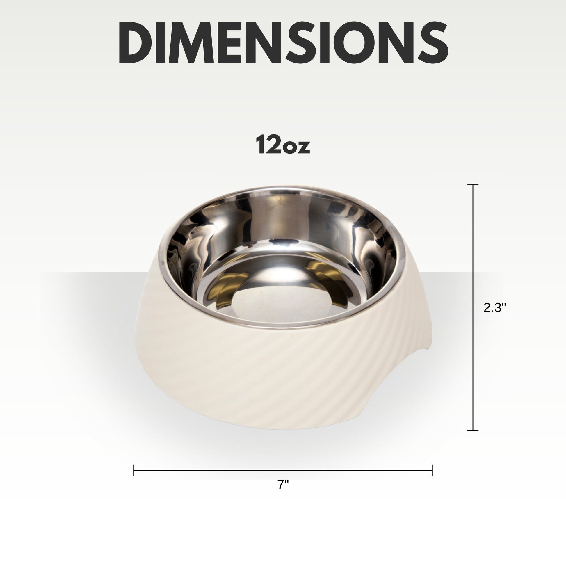 Luxury pet feeding bowls in cream color with a 12oz stainless steel interior for stylish pet dining