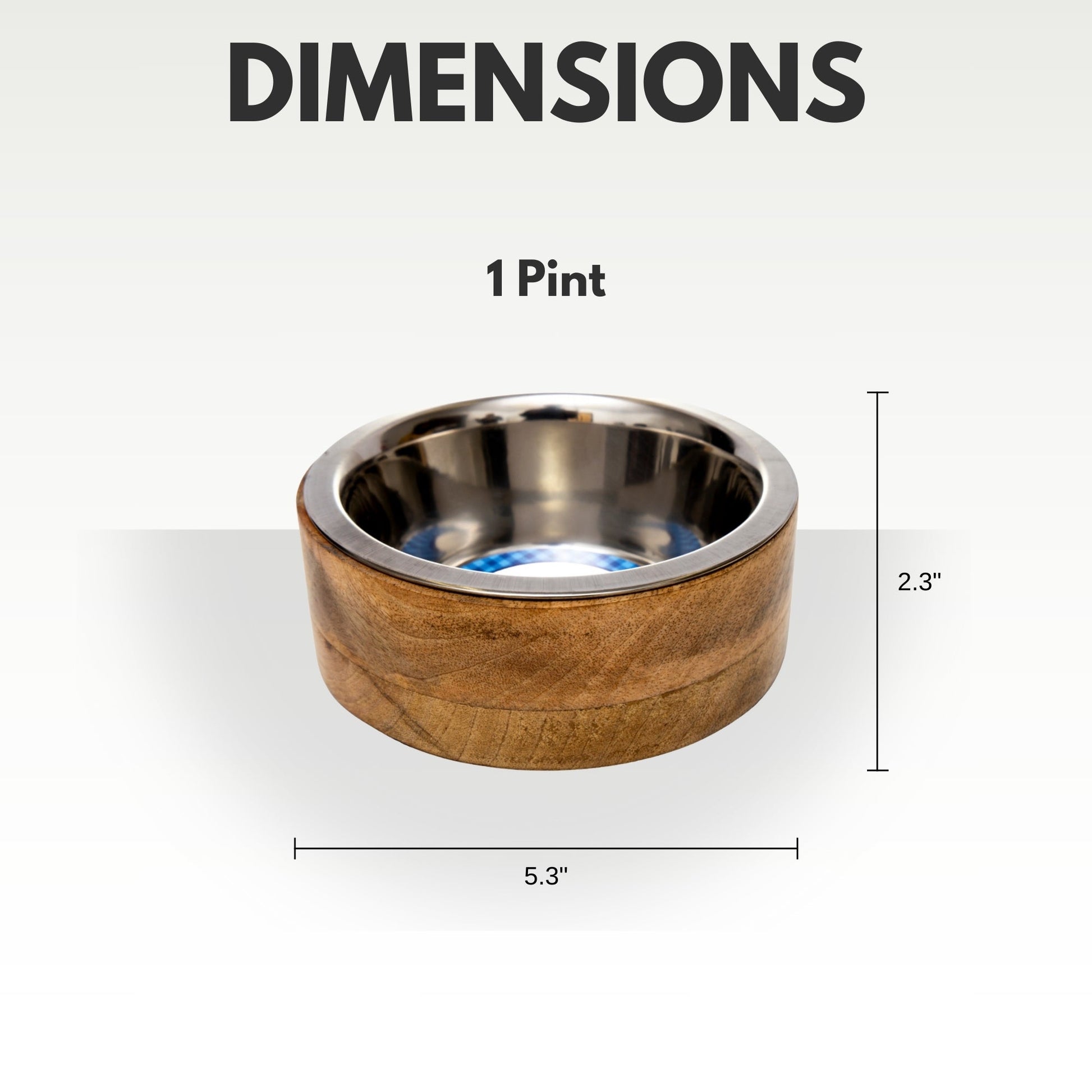 Luxury pet feeding bowls for dogs made of stainless steel, featuring a wooden base and 1 pint capacity