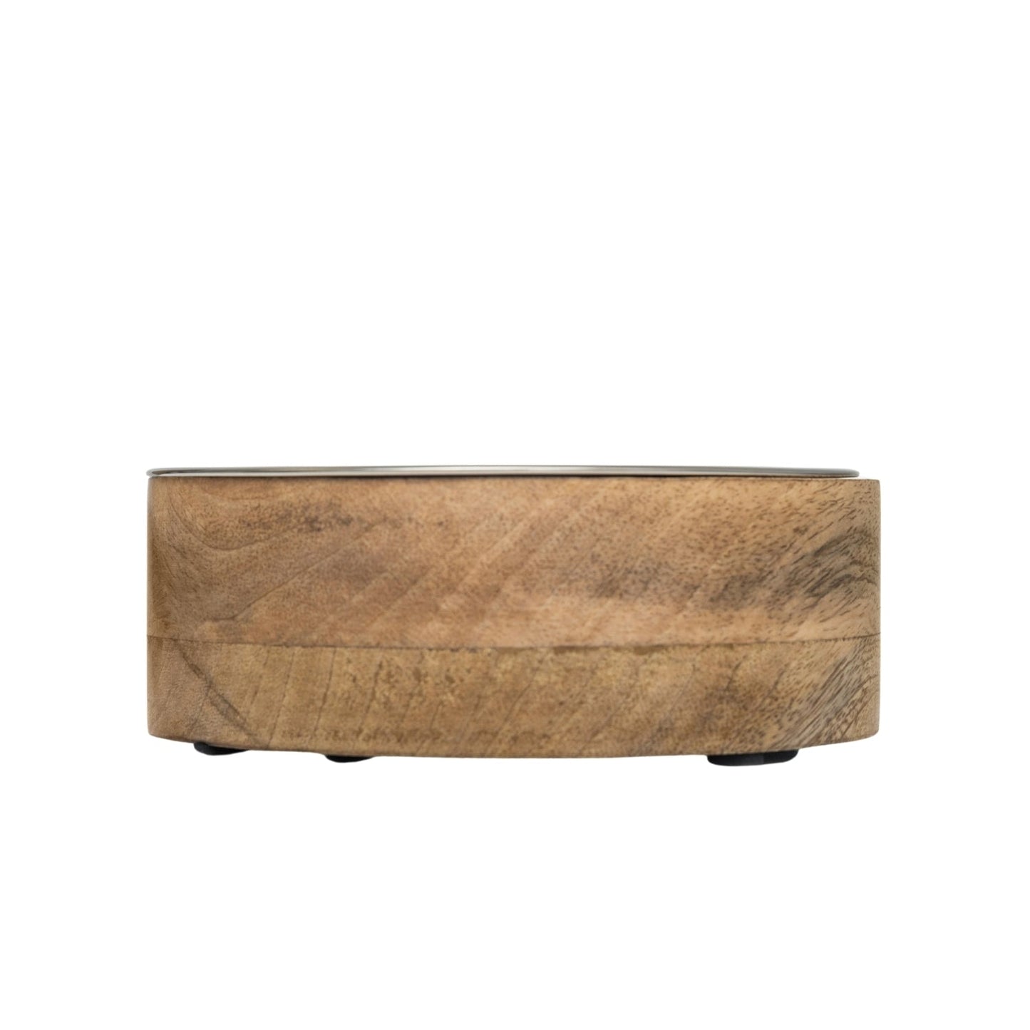 Luxury pet feeding bowls for dogs with a durable stainless steel inner and natural wood base