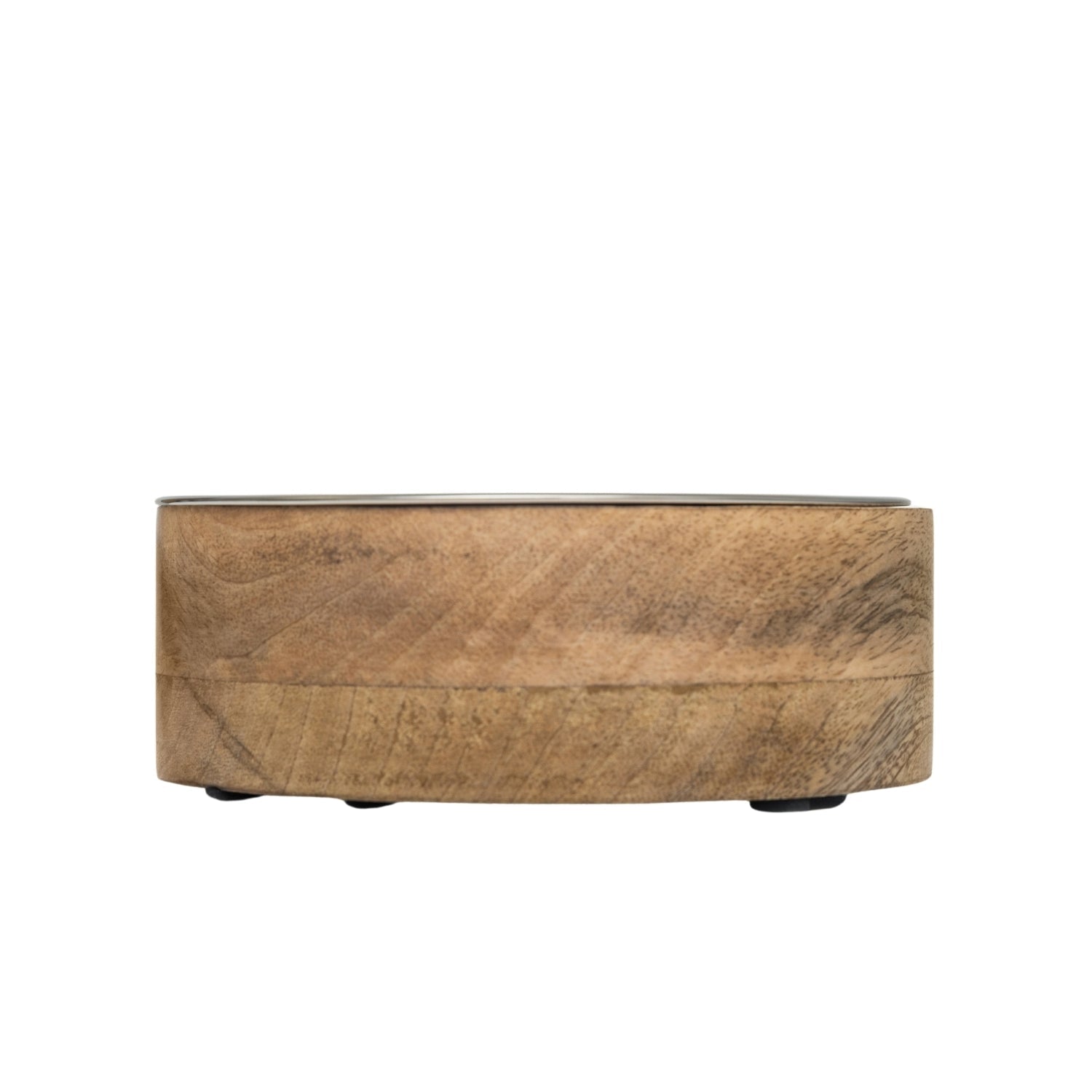 Luxury pet feeding bowls for dogs with a durable stainless steel inner and natural wood base