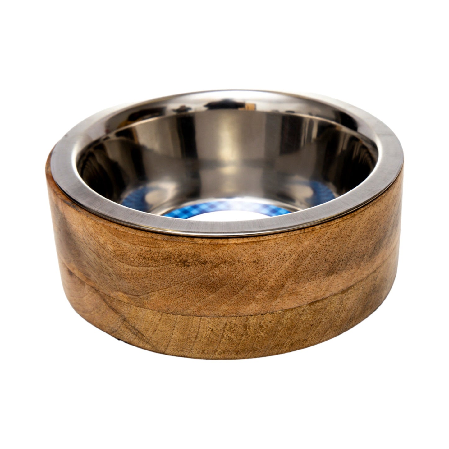 Luxury pet feeding bowls for dogs with a stainless steel interior and a wooden exterior