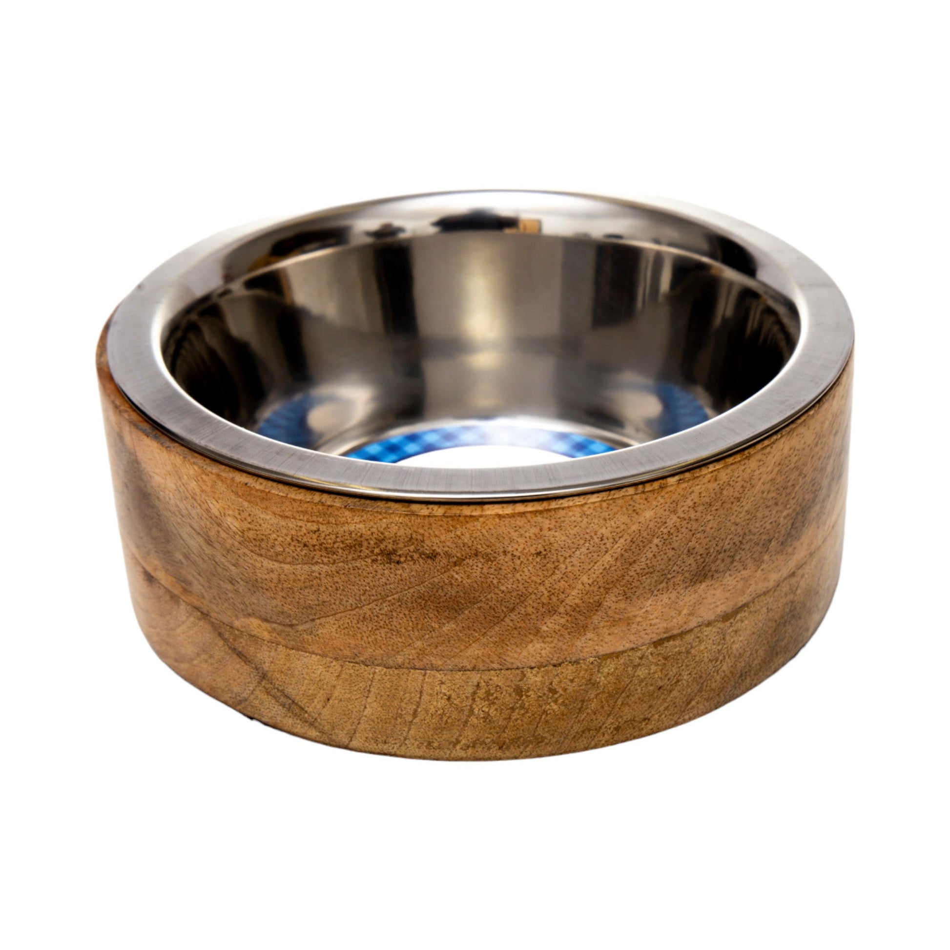 Luxury pet feeding bowls for dogs with a stainless steel interior and a wooden exterior