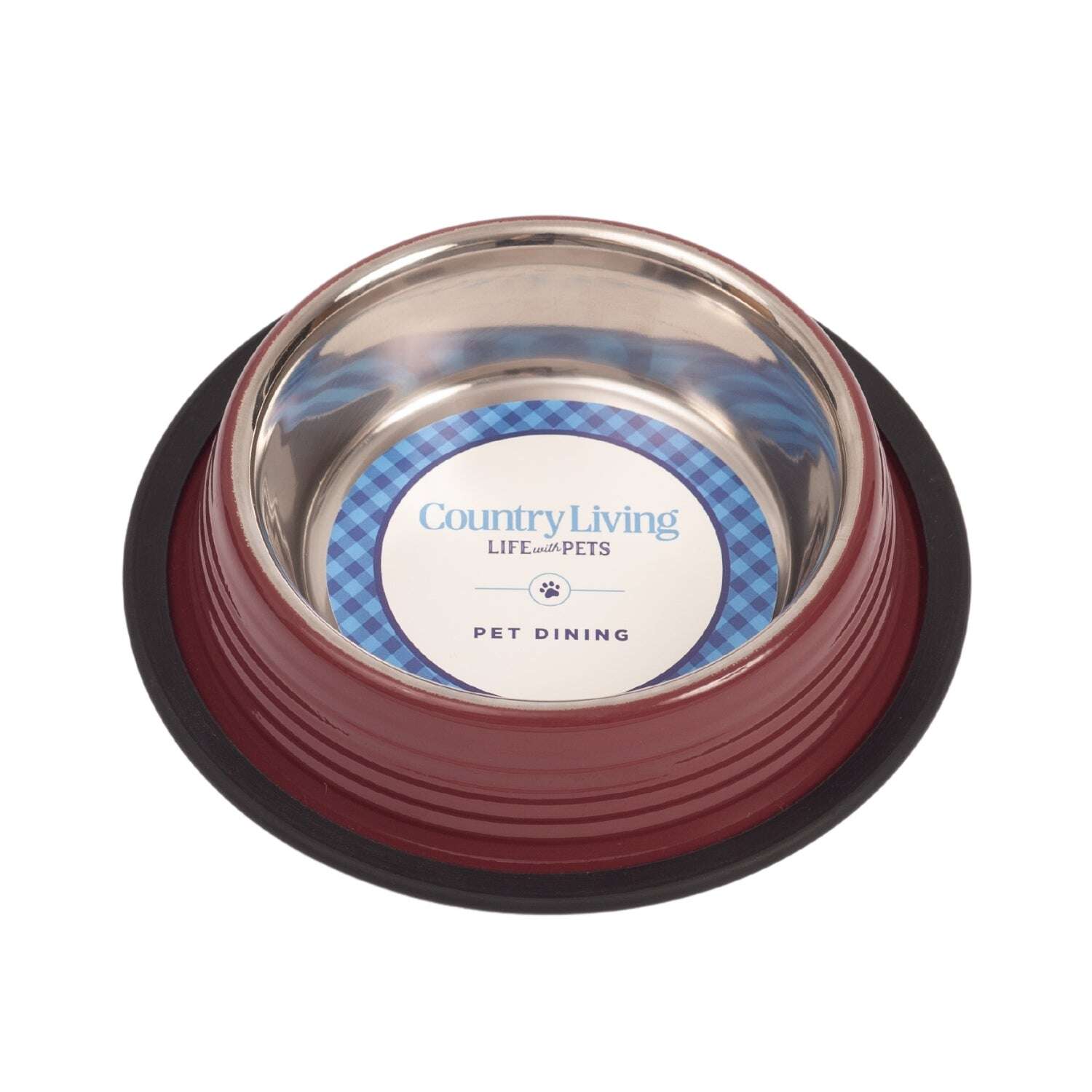 Non skid dog and cat bowls with a stainless steel interior and rubber base to prevent slipping