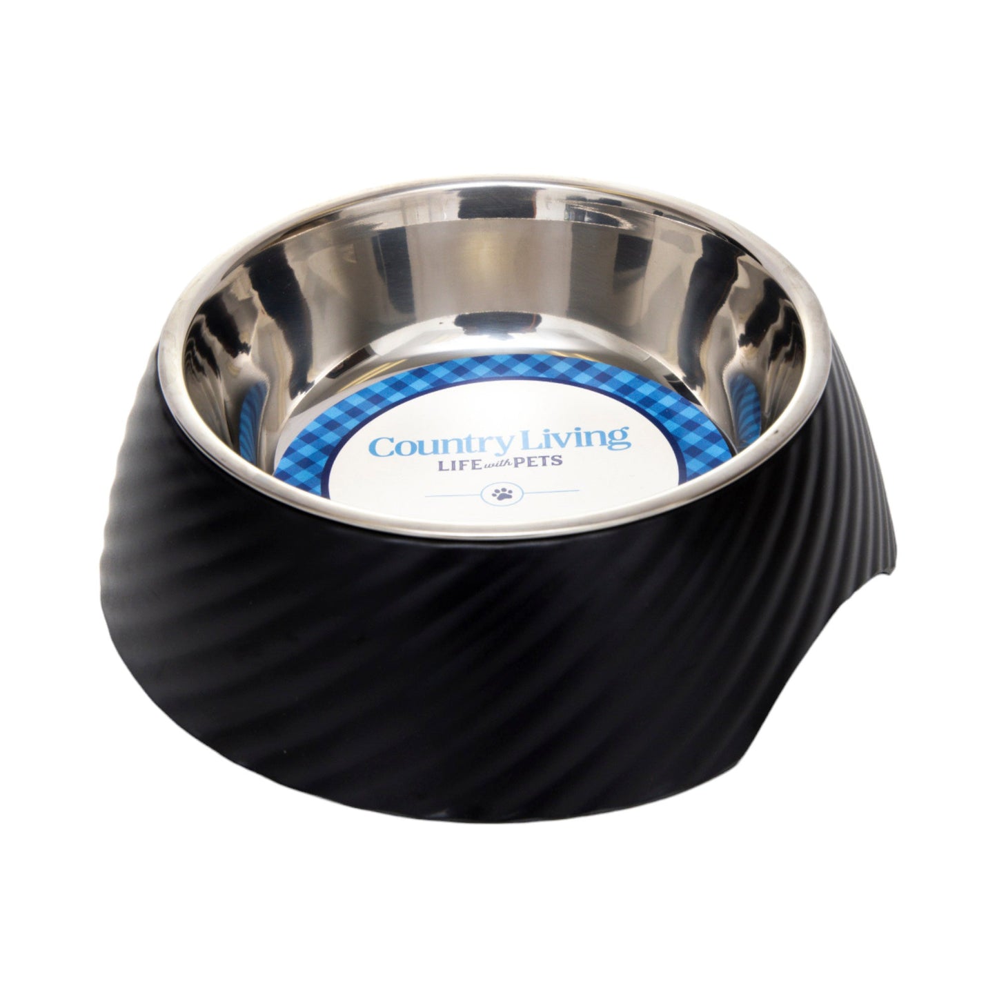 Stainless Steel Pet Bowl with Non-Slip Melamine Base for Stable Feeding and Easy Cleaning