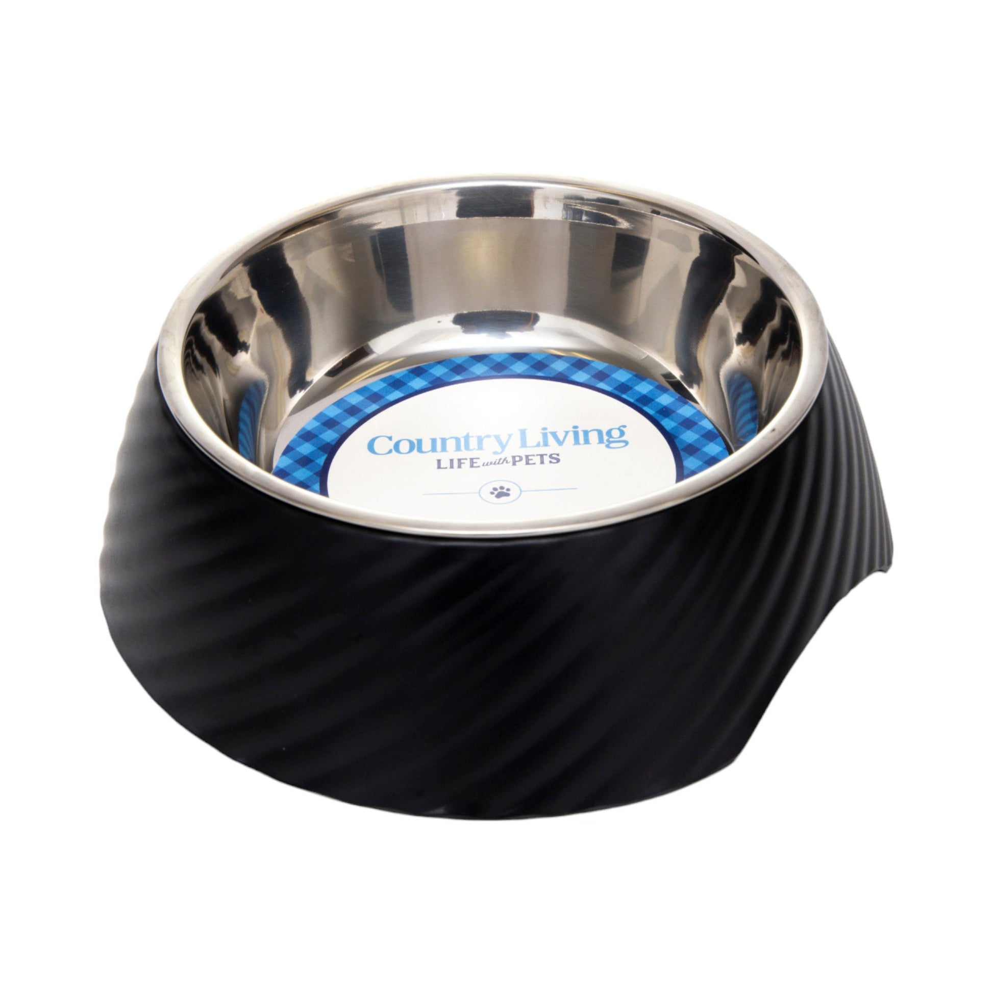 Stainless Steel Pet Bowl with Non-Slip Melamine Base for Stable Feeding and Easy Cleaning