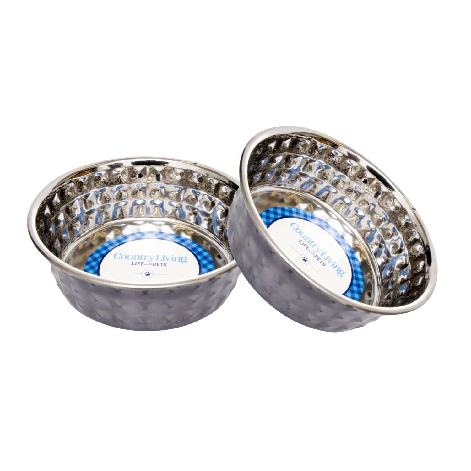 Set of non-slip stainless steel dog dish set with a stylish polished finish for pet feeding