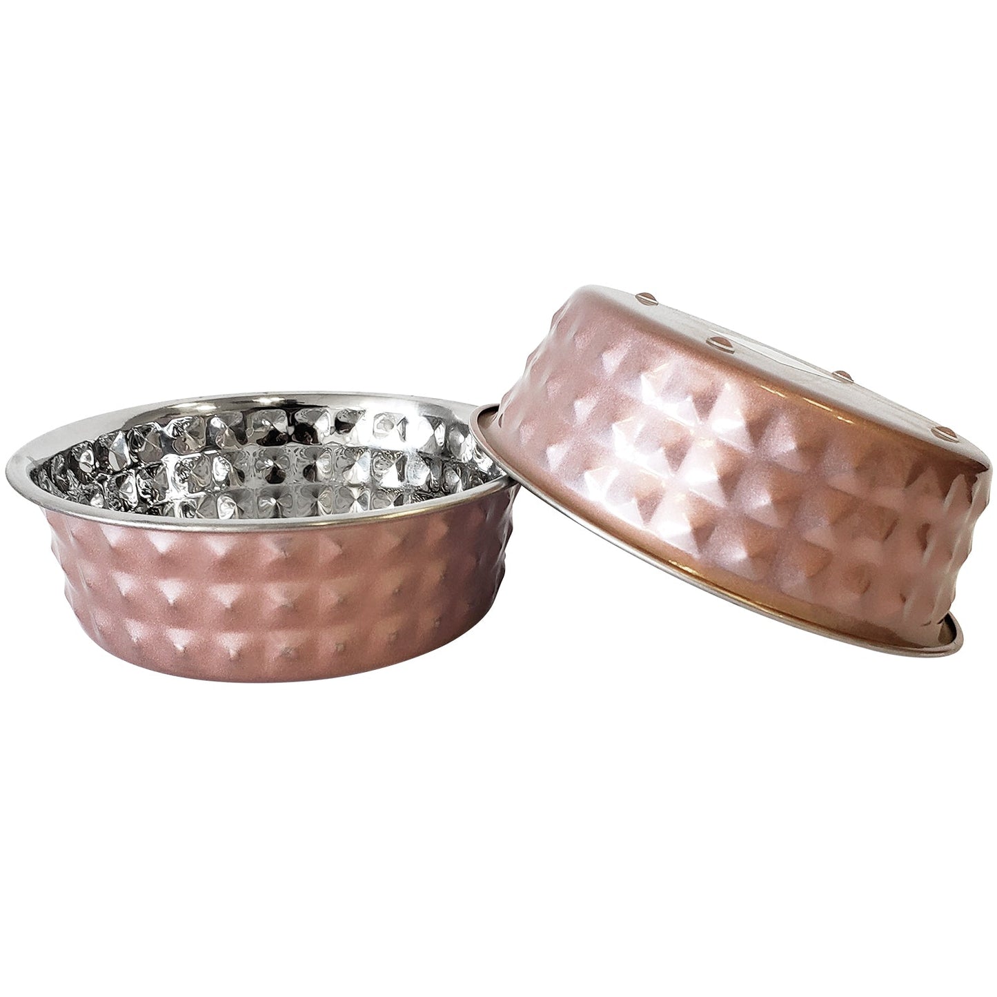 Purrfect Pet Kingdom non-tip pet feeding bowls for large dogs in stylish pink and silver design