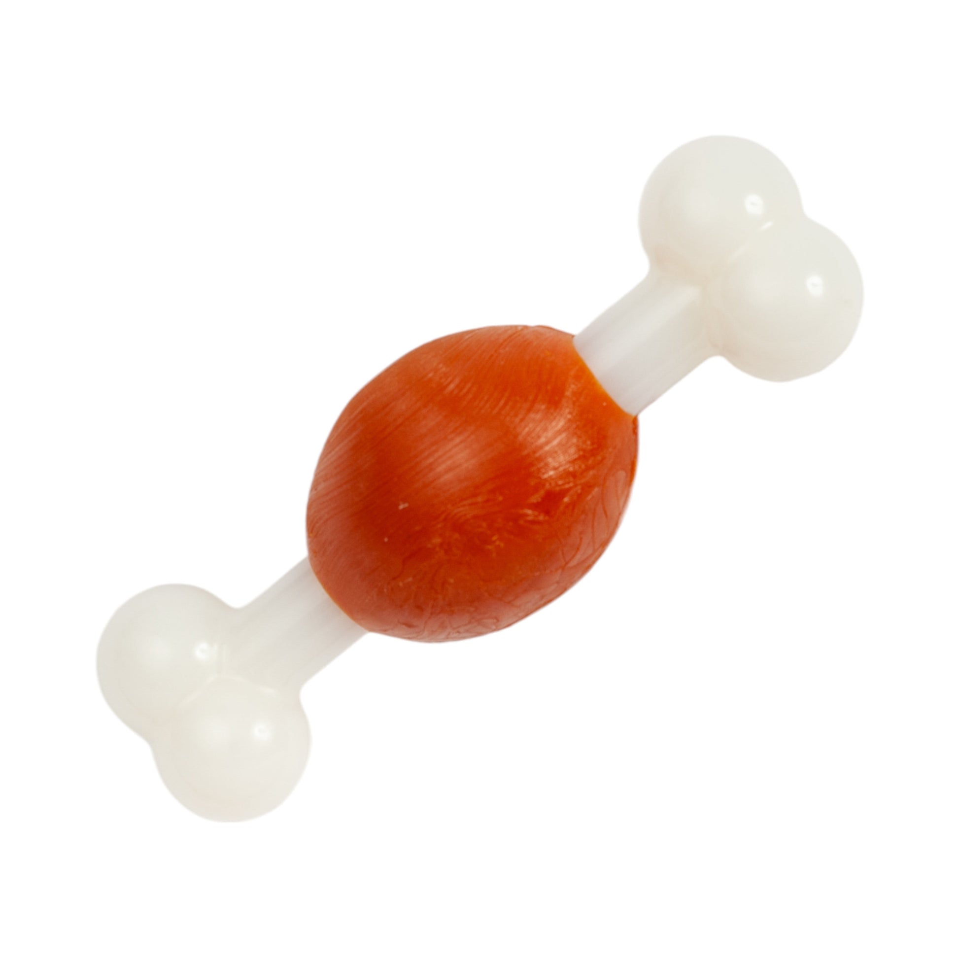 Nylon bone chew toy for small dogs in orange and white, perfect for keeping pets entertained and engaged