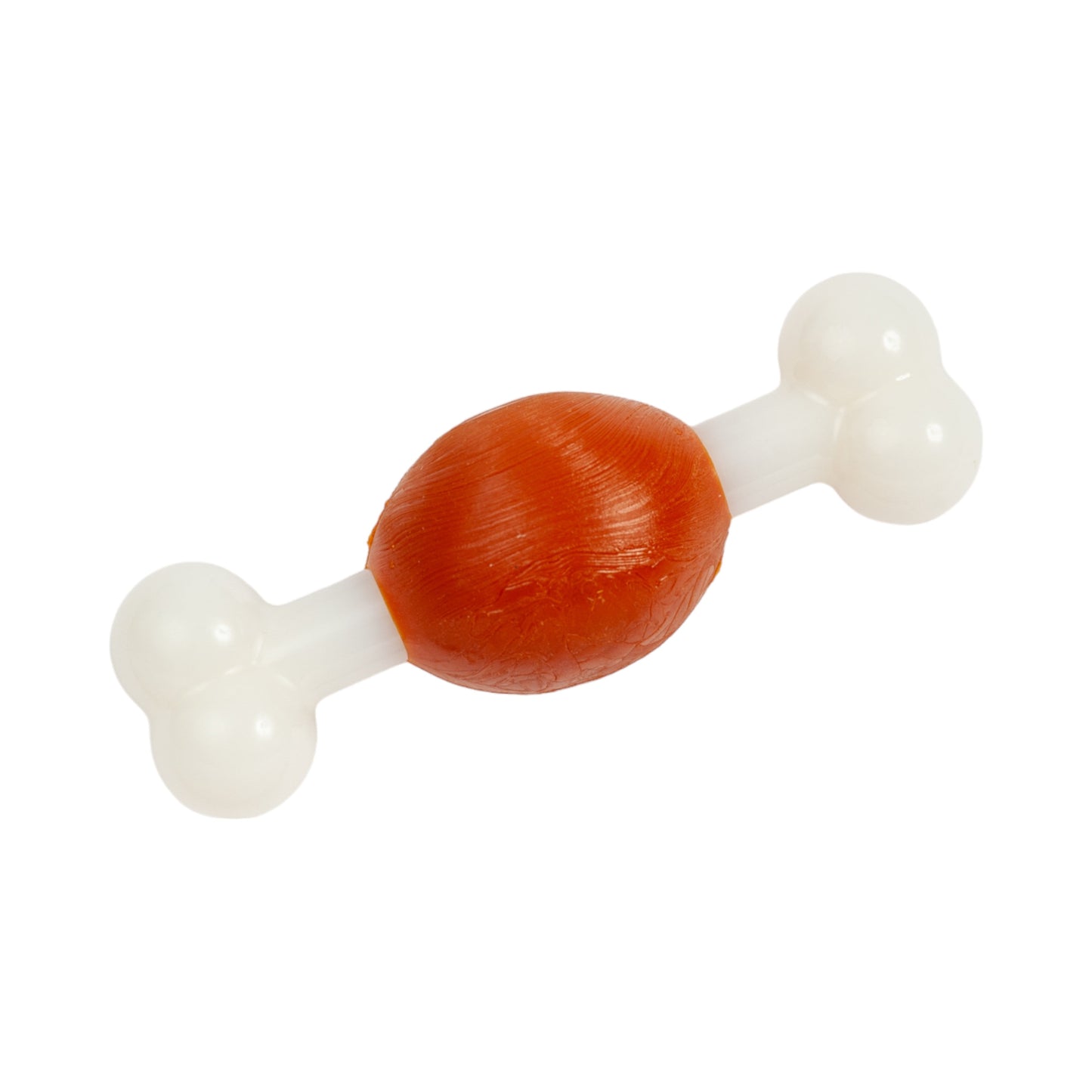 Nylon bone chew toy for small dogs in red and white, perfect for playtime and teething relief