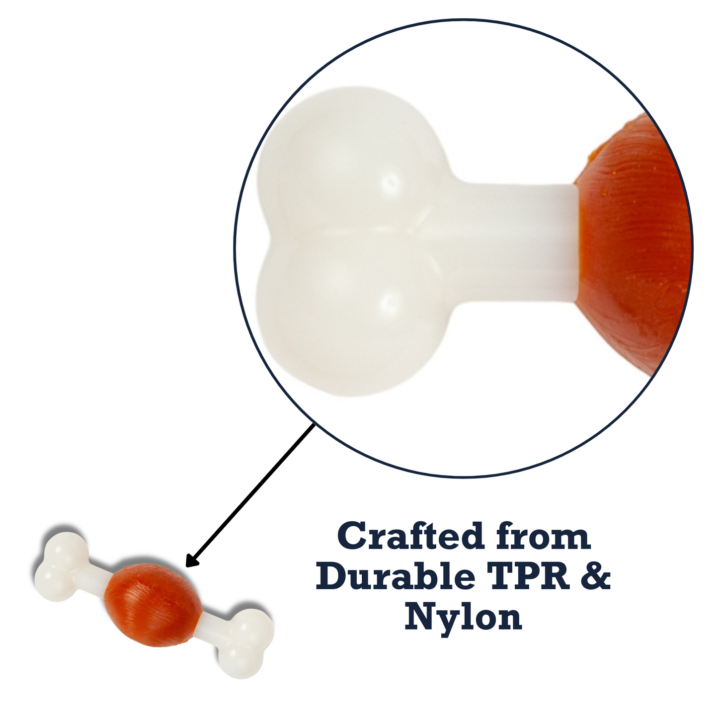 Nylon bone chew toy for small dogs made from durable TPR and nylon for lasting fun