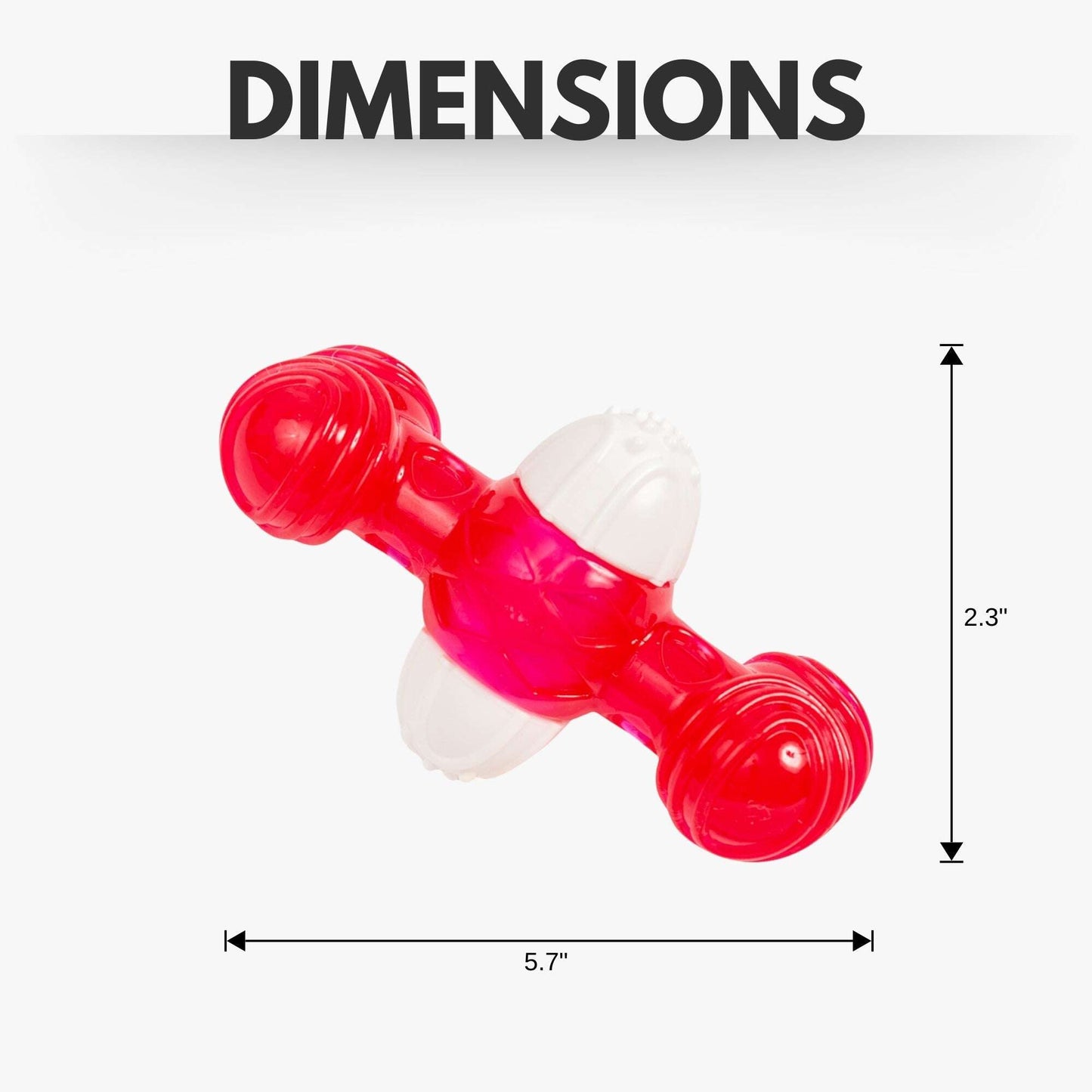 Purrfect Pet Kingdom nylon squeaker bone for dogs in vibrant red and white, designed for playful chewing